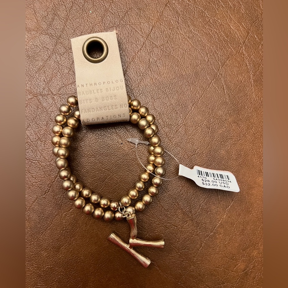 Anthropologie “K” Monogram Gold Bracelet